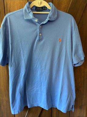 Polo by Ralph Lauren Sky Blue Polo with Orange Logo